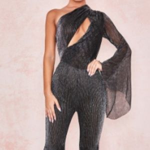 Metallic One Piece with one shoulder